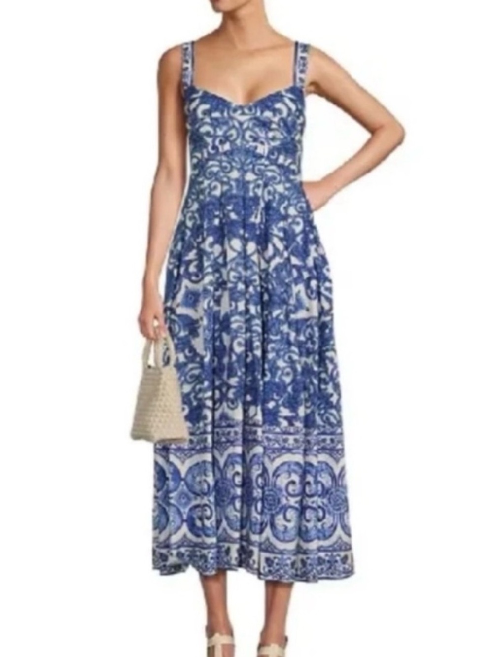 Antonia Melani Women's 8 Gabriela Printed Cotton Poplin Lined Midi Dress